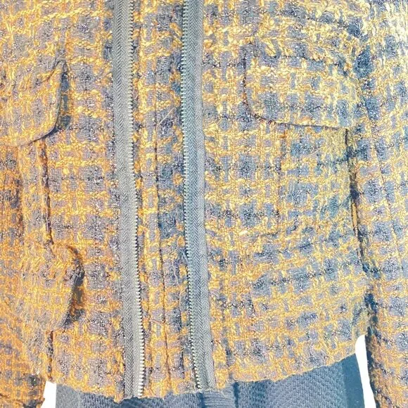 Ruby Rose Brown & Black Tweed Cropped Jacket With Zipper & Raw Edge Detail - Picture 4 of 12